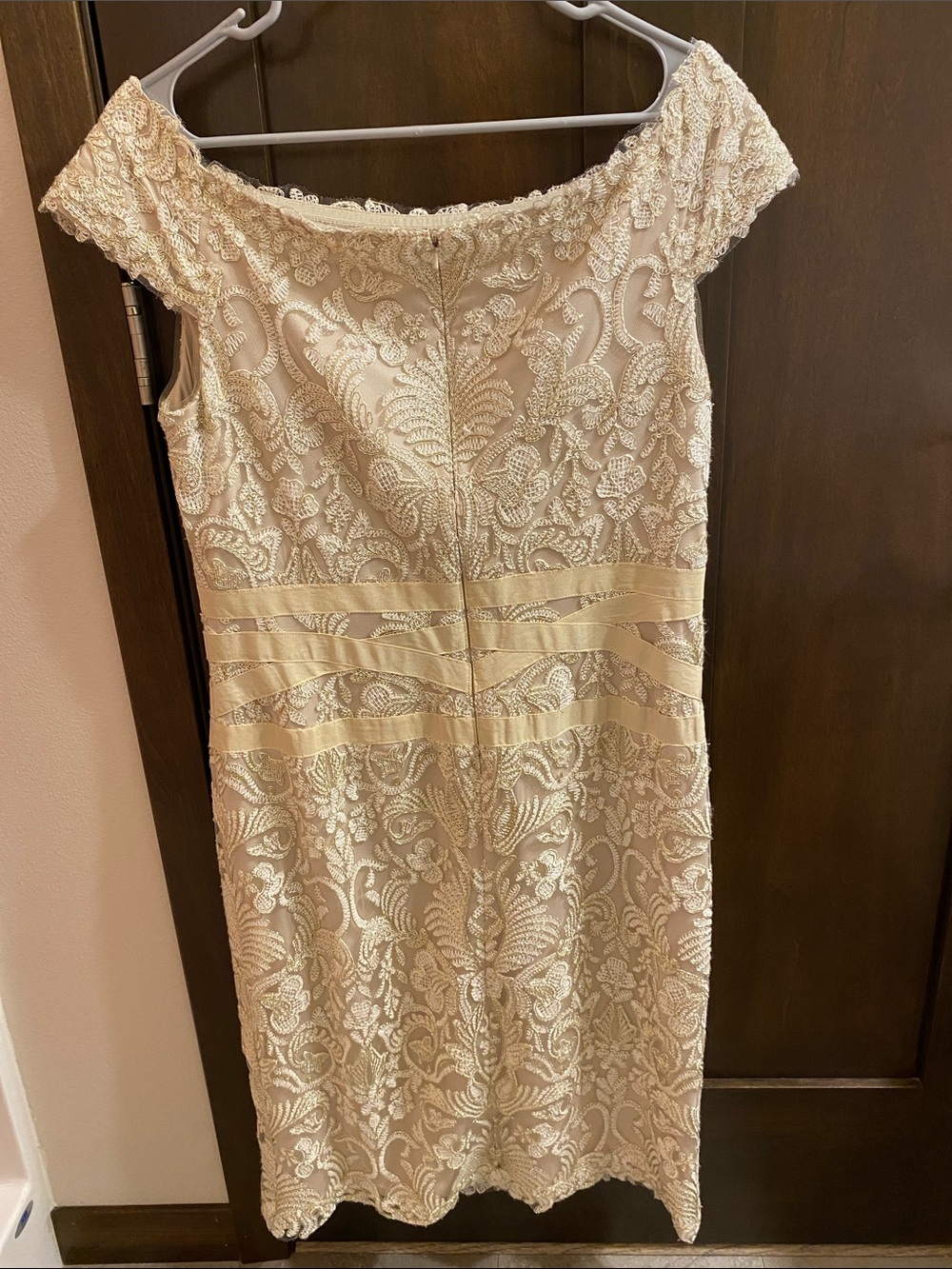 Tadashi Shoji Champagne Lace Midi Dress - Picture 6 of 6